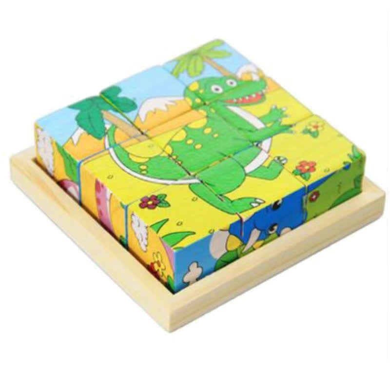 Six-Sided Painting 3D Three-Dimensional Building Blocks Puzzle Children 3 Years Old 6 Beneficial Intelligence Enlightenment Early Education Hexahedron 16 Pieces Assembled To Play - Image 1